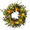 22 Inch Summer Floral Wreath for Front Door, Sunflower and Daisy with Eucalyptus Leaves,Mixed Flower,Fairy Lights,Artificial Wreath for Front Door Summer Outdoor Home Decor Summer Decor